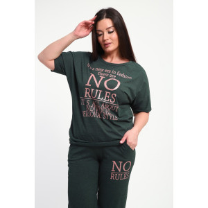 Костюм двойка женский КБЖ0042 кулирка (р-ры: L-7XL) изумруд Костюм двойка женский КБЖ0042 кулирка (р-ры: L-7XL) изумруд