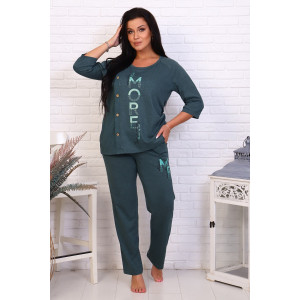 Костюм двойка женский КБЖ0044 кулирка (р-ры: XL-8XL) изумрудный