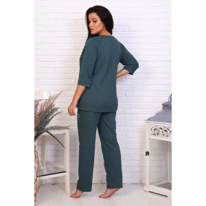 Костюм двойка женский КБЖ0044 кулирка (р-ры: XL-8XL) изумрудный