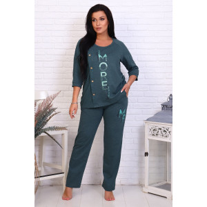 Костюм двойка женский КБЖ0044 кулирка (р-ры: XL-8XL) изумрудный
