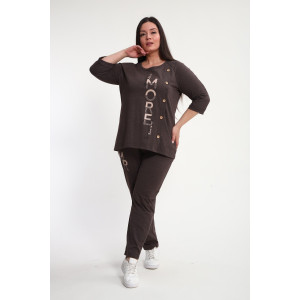 Костюм двойка женский КБЖ0044 кулирка (р-ры: XL-8XL) коричневый