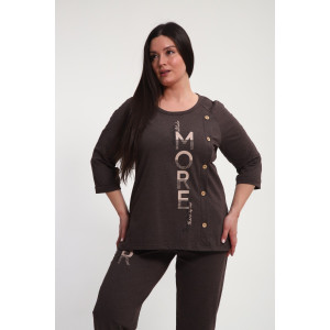 Костюм двойка женский КБЖ0044 кулирка (р-ры: XL-8XL) коричневый