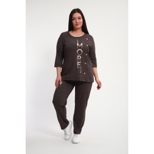 Костюм двойка женский КБЖ0044 кулирка (р-ры: XL-8XL) коричневый