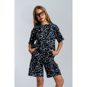 Костюм двойка детский 990Д кулирка с лайкрой пенье (р-ры: 28-44) черный микки Костюм двойка детский 990Д кулирка с лайкрой пенье (р-ры: 28-44) черный микки