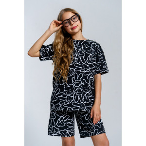 Костюм двойка детский 990Д кулирка с лайкрой пенье (р-ры: 28-44) черный микки Костюм двойка детский 990Д кулирка с лайкрой пенье (р-ры: 28-44) черный микки