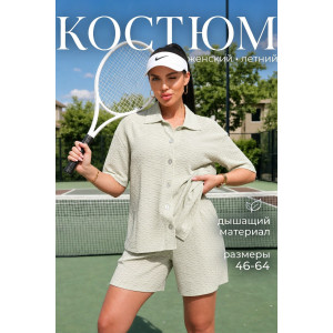Костюм двойка женский КЖ-010 жатка (р-ры: 46-64) фисташка