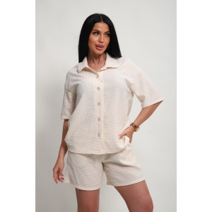 Костюм двойка женский КЖ-010 жатка (р-ры: 46-64) экрю