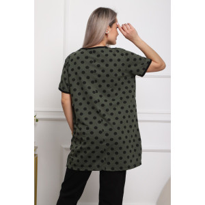 Костюм двойка женский №5006 кулирка (р-ры: 44-56) хаки-горох Костюм двойка женский №5006 кулирка (р-ры: 44-56) хаки-горох