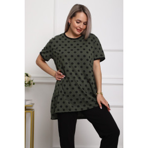 Костюм двойка женский №5006 кулирка (р-ры: 44-56) хаки-горох Костюм двойка женский №5006 кулирка (р-ры: 44-56) хаки-горох