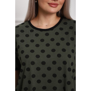 Костюм двойка женский №5006 кулирка (р-ры: 44-56) хаки-горох Костюм двойка женский №5006 кулирка (р-ры: 44-56) хаки-горох