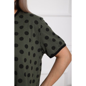 Костюм двойка женский №5006 кулирка (р-ры: 44-56) хаки-горох Костюм двойка женский №5006 кулирка (р-ры: 44-56) хаки-горох
