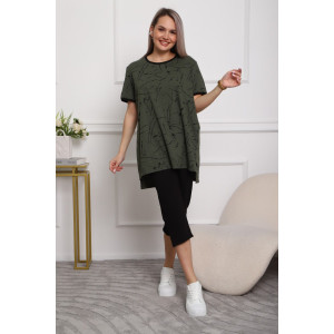 Костюм двойка женский №5006 кулирка (р-ры: 44-56) хаки Костюм двойка женский №5006 кулирка (р-ры: 44-56) хаки