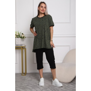 Костюм двойка женский №5006 кулирка (р-ры: 44-56) хаки Костюм двойка женский №5006 кулирка (р-ры: 44-56) хаки