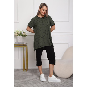 Костюм двойка женский №5006 кулирка (р-ры: 44-56) хаки Костюм двойка женский №5006 кулирка (р-ры: 44-56) хаки