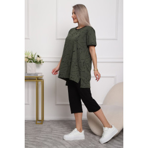 Костюм двойка женский №5006 кулирка (р-ры: 44-56) хаки Костюм двойка женский №5006 кулирка (р-ры: 44-56) хаки
