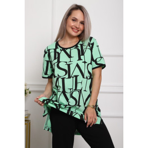 Костюм двойка женский №5006 кулирка (р-ры: 44-56) ментоловый Костюм двойка женский №5006 кулирка (р-ры: 44-56) ментоловый