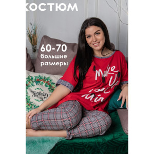 Костюм двойка женский №616 кулирка (р-ры: 60-70) красный Костюм двойка женский №616 кулирка (р-ры: 60-70) красный