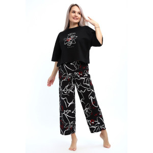Костюм двойка женский №29020 хлопок (р-ры: 44-56) черный Костюм двойка женский №29020 хлопок (р-ры: 44-56) черный