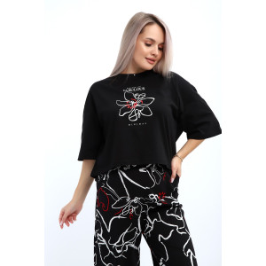 Костюм двойка женский №29020 хлопок (р-ры: 44-56) черный Костюм двойка женский №29020 хлопок (р-ры: 44-56) черный