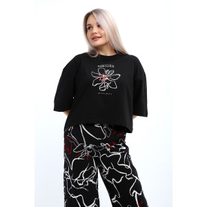 Костюм двойка женский №29020 хлопок (р-ры: 44-56) черный Костюм двойка женский №29020 хлопок (р-ры: 44-56) черный
