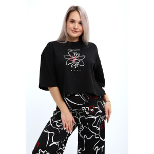 Костюм двойка женский №29020 хлопок (р-ры: 44-56) черный Костюм двойка женский №29020 хлопок (р-ры: 44-56) черный