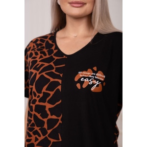 Костюм двойка женский 2211/1 кулирка (р-ры: 48-62) коричневый-черный Костюм двойка женский 2211/1 кулирка (р-ры: 48-62) коричневый-черный