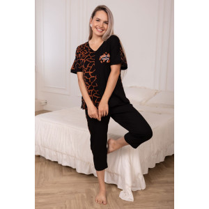 Костюм двойка женский 2211/1 кулирка (р-ры: 48-62) коричневый-черный Костюм двойка женский 2211/1 кулирка (р-ры: 48-62) коричневый-черный