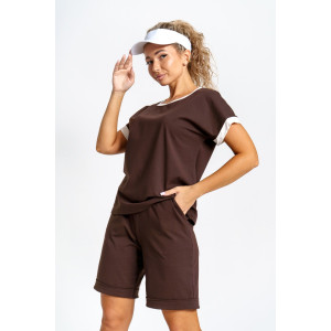 Костюм двойка женский К-056 кулирка с лайкрой (р-ры: 44-56) шоколадный Костюм двойка женский К-056 кулирка с лайкрой (р-ры: 44-56) шоколадный