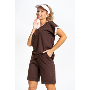 Костюм двойка женский К-056 кулирка с лайкрой (р-ры: 44-56) шоколадный Костюм двойка женский К-056 кулирка с лайкрой (р-ры: 44-56) шоколадный