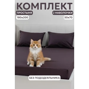 Набор для сна (простыня на резинке + 2 наволочки 50х70) поплин 059645/059847/059855 шоколад Набор для сна (простыня на резинке + 2 наволочки 50х70) поплин 059645/059847/059855 шоколад