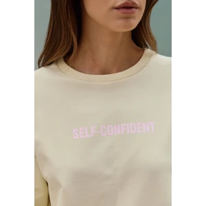 Лонгслив женский "Self Confident" футер 2-х нитка (р-ры: 42-56) лимонный Лонгслив женский "Self Confident" футер 2-х нитка (р-ры: 42-56) лимонный