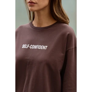 Лонгслив женский "Self Confident" футер 2-х нитка (р-ры: 42-56) шоколадный Лонгслив женский "Self Confident" футер 2-х нитка (р-ры: 42-56) шоколадный