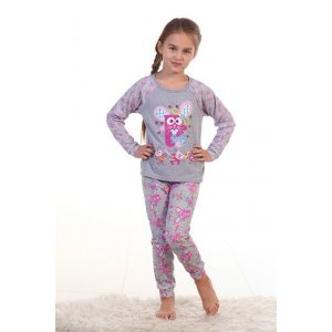 Пижама детская 7105б кулирка (р-ры: 28-38) розовый+серый меланж