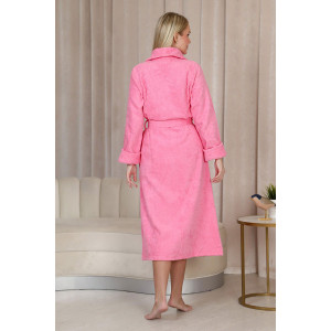Халат женский шаль махровый удлиненный "Женская элегия" (р-ры: 44-58) розовый