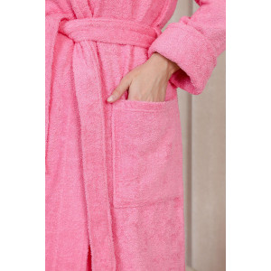 Халат женский шаль махровый удлиненный "Женская элегия" (р-ры: 44-58) розовый