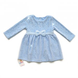 Платье детское "Блестки" 1139 велюр (р-ры: 80-98) голубой