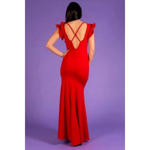 Платье годе с открытой спиной П 109 футер вискозный (р-ры: 42-50) красный