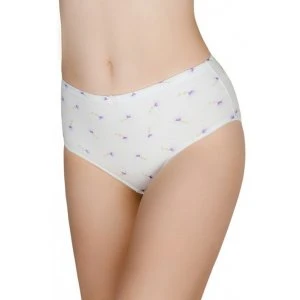 Трусы женские TS0040 хлопок+эластан (р-ры: M-3XL) фиолетовые цветочки на белом Трусы женские TS0040 хлопок+эластан (р-ры: M-3XL) фиолетовые цветочки на белом