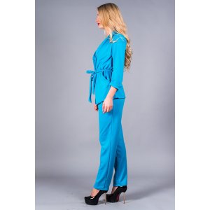 Костюм двойка женский брючный с пиджаком К 022 милано (р-ры: 42-52) голубой