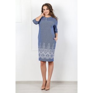 Платье женское "Модница-3" футер (р-ры: 48-58) синий