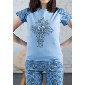 Пижама женская №018 "Слон" кулирка (р-ры: 42-56) бирюзовый