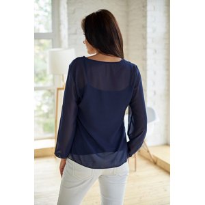 Комплект женский (блуза+топ) 0156-09 полиэстер+вискоза (р-ры: 42-56) темно-синий