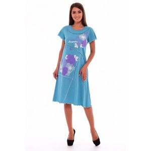 Платье женское 438г кулирка (р-ры: 46-60) бирюза-меланж