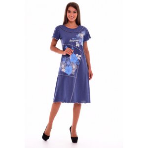 Платье женское 438б кулирка (р-ры: 46-58) индиго-меланж