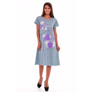 Платье женское 438а кулирка (р-ры: 46-60) голубой-меланж