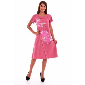 Платье женское 438 кулирка (р-ры: 46-60) розовый-меланж
