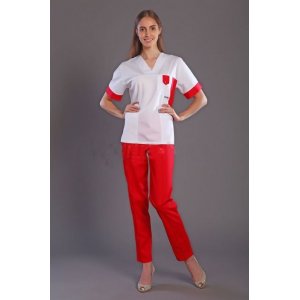 Медицинский костюм женский М155 тиси (р-ры: 40-54) красный