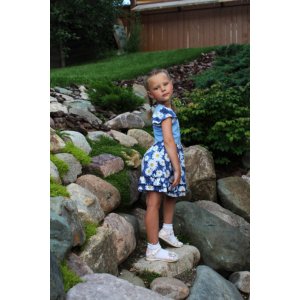 Платье детское П-412 "Букетик" хлопок (р-ры: 92-134) голубой