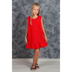 Платье детское с воланом ДП 012 милано (р-ры: 110-146) красный