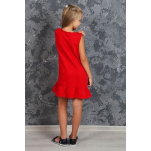Платье детское с воланом ДП 012 милано (р-ры: 110-146) красный